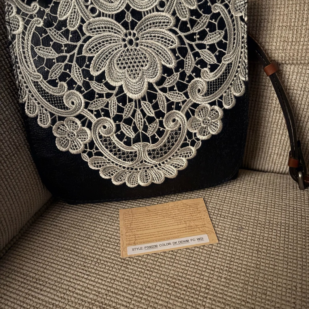 Navy  White Lace crossbody Shoulder Bag